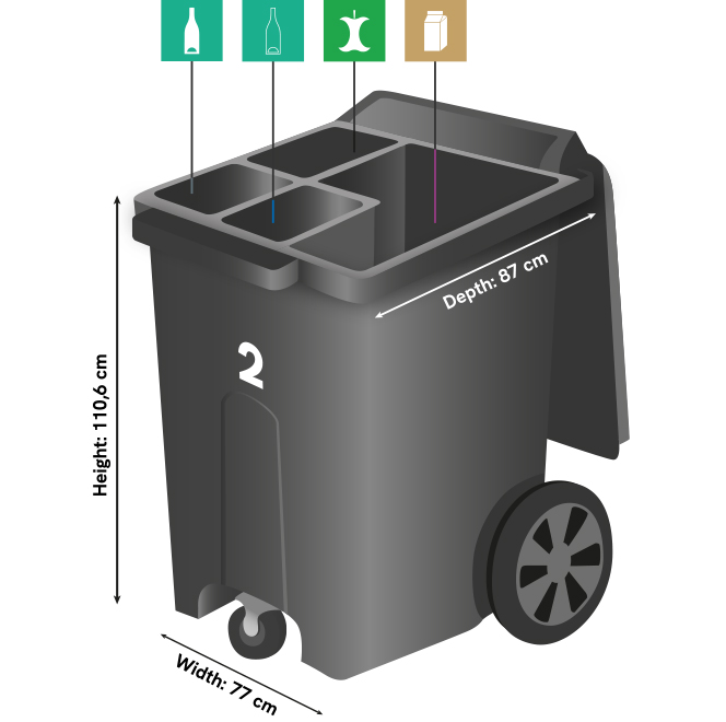 Image of a four-compartment bin